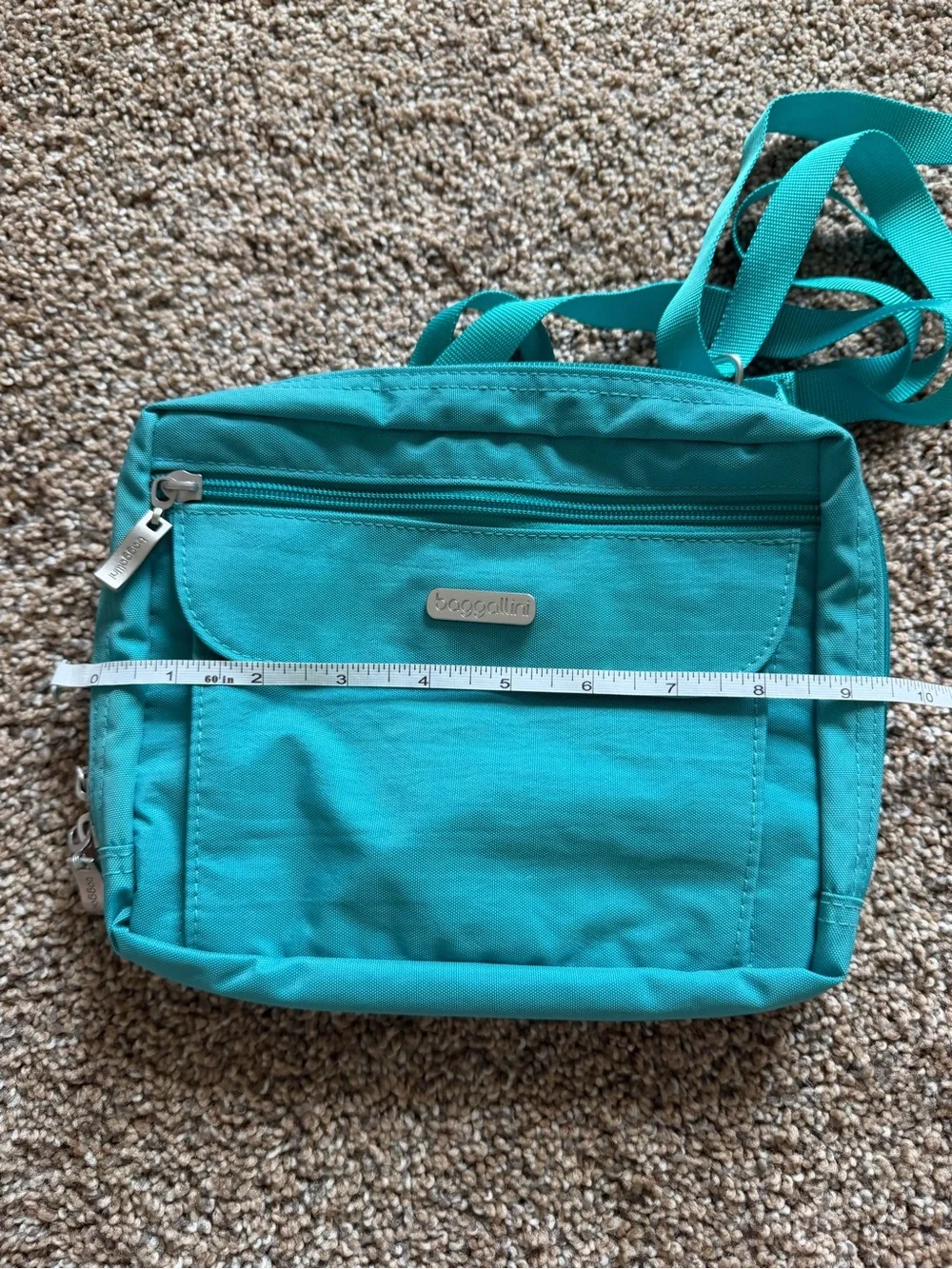 BAGGALLINI Bright Teal Nylon Zippered Crossbody Shoulder Bag